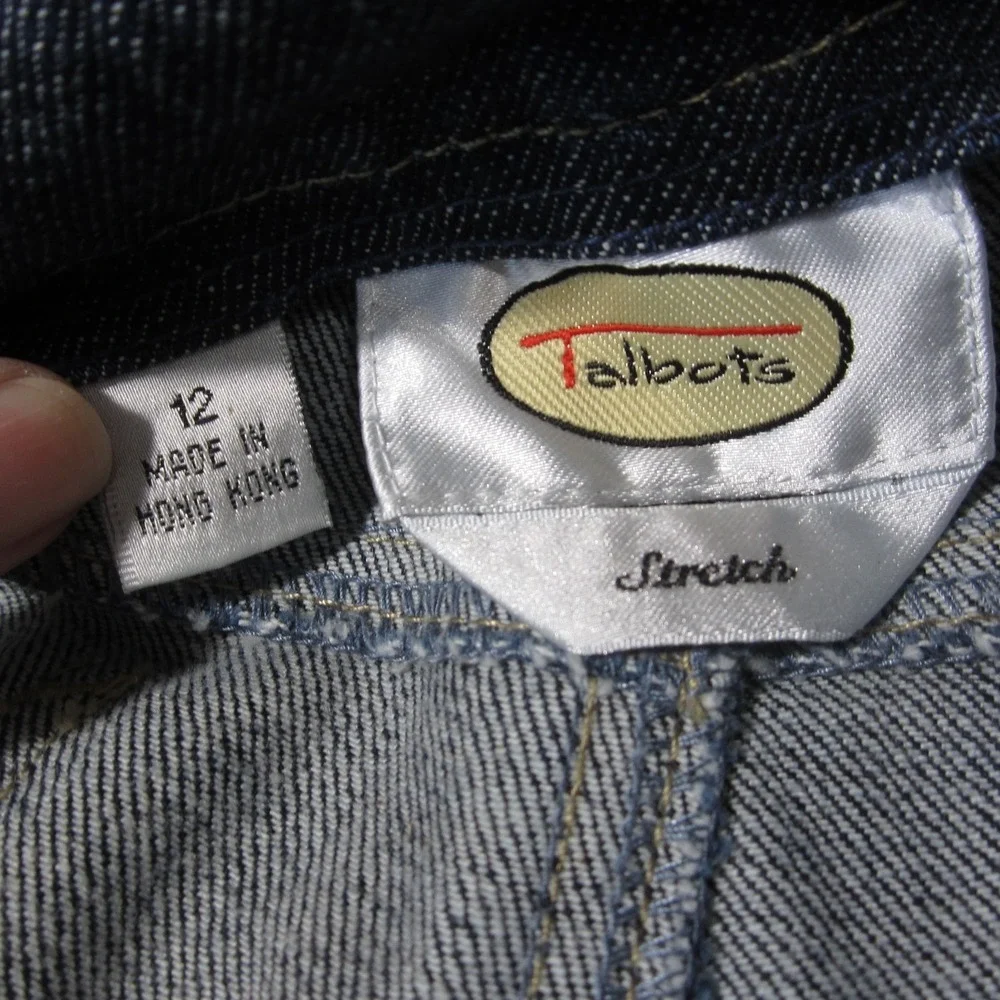 Vtg Talbots‎ Stretch Jeans 12 Blue Denim High-Rise Embroidered Straight Boho Y2K